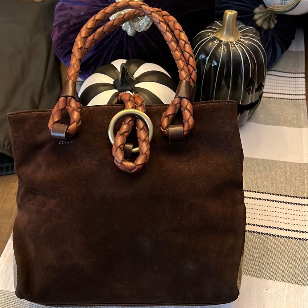 Burberry Suede & Leather Satchel